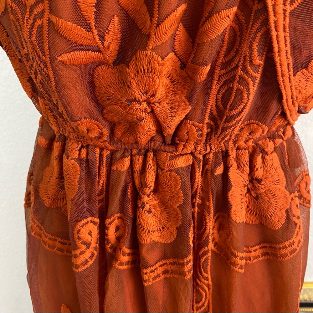 Baltic Born Leon‎ Off Shoulder Maxi Dress Rust Size Small Wedding Guest Tulle - Picture 7 of 13